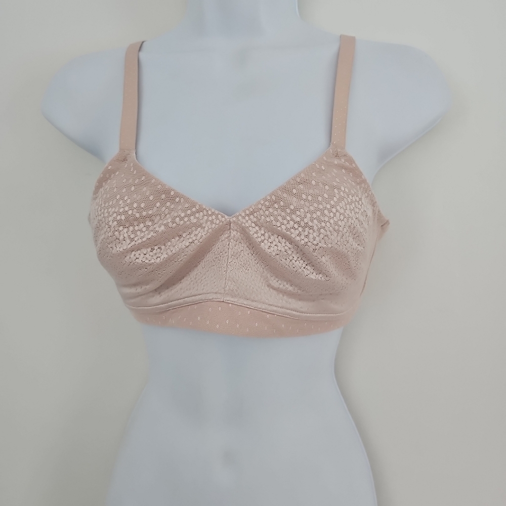 Wacoal Back Appeal Wireless Seamless Bra Si?e 36B Rose Dust Dot Beigr 2-ply Cup